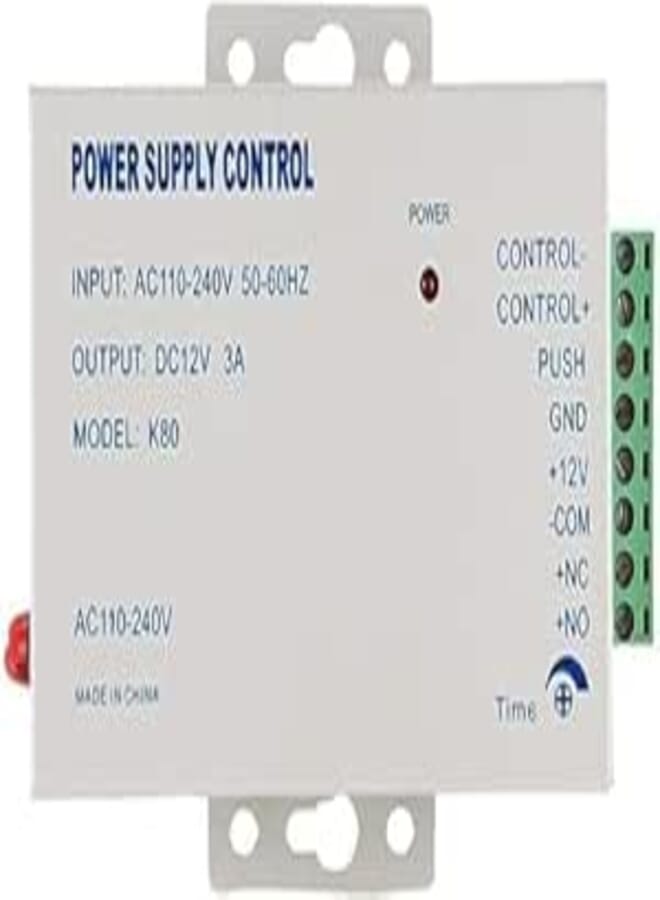 Power Supply K80 12V 3A Control for Video Door Phone System & Video Intercom Input AC 110-240V Support NO/NC Electric Door Lock and Exit Button Video Doorbell Power Supply